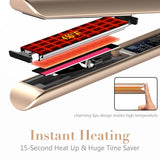 Professional Hair Straightener | Flat Iron for Hair Styling: 2 in 1 Tourmaline Ceramic Flat Iron for All Hair Types with Rotating Adjustable Temperature and Salon High Heat 250℉-450℉ | 1 Inch | Gold
