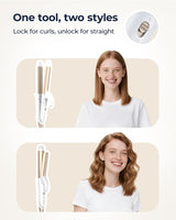 Dual-Voltage Curling Iron: 110V-240V 1 Inch Ceramic Barrel 2-in-1 Curling Iron for Chin to Shoulder Length Hair - Europe Travel for Tight Curls with Clamp